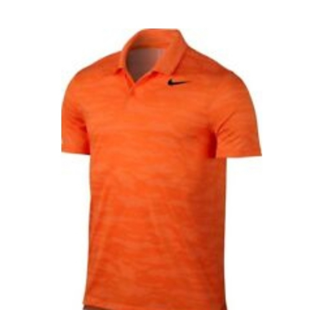 Nike Dri-Fit Embossed Printed Orange Golf Shirt